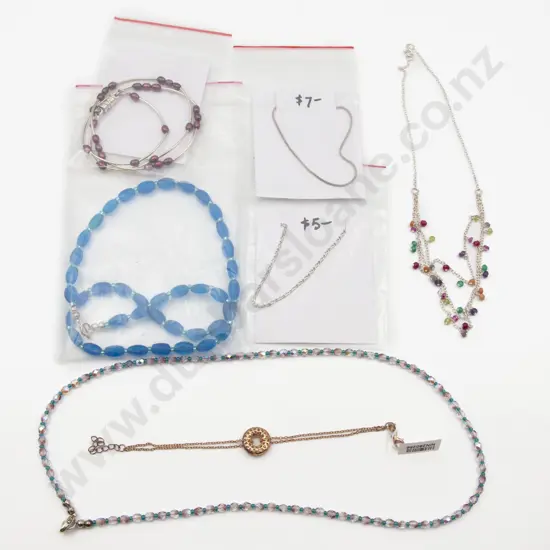 Three S/S Chain Bracelets and Four Various Bead Necklaces