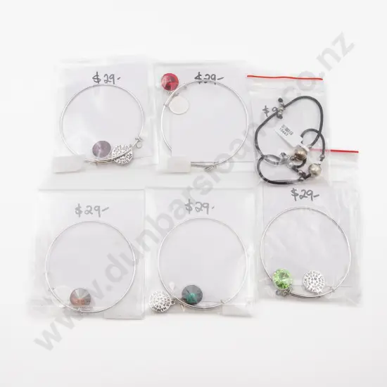 Four .925 S/S Bangles and Two Bead Bracelets