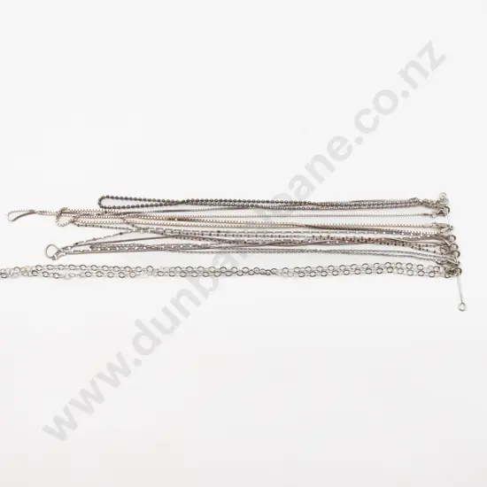 Eight Various S/S Neck Chains