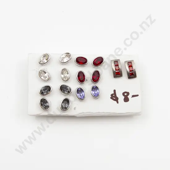 Eight Pair S/S and Crystal Stud Earrings