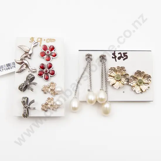 Six Pair S/S and Pearl Earrings