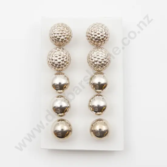 Five Pair S/S 'Ball' Stud Earrings