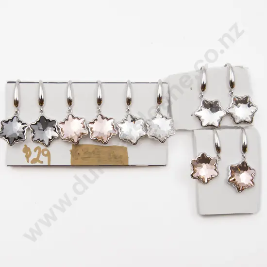 Five Pair S/S and Crystal Pendant Earrings