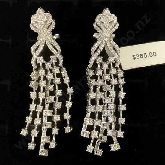 Pair S/S and Crystal Pendant Drop Earrings