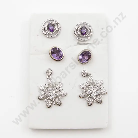 Three Pair S/S and Crystal Earrings