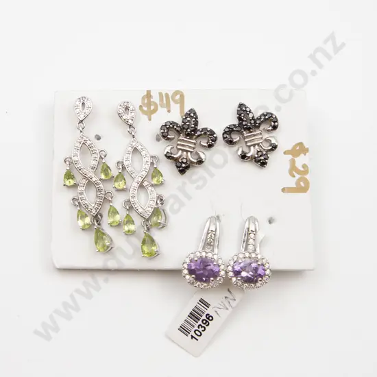 Three Pair S/S and Crystal Earrings