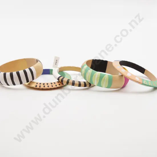 Five Wooden Hand Painted Bangles