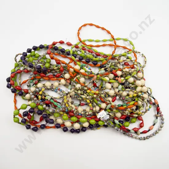Thirteen Crafted Paper Bead Necklaces