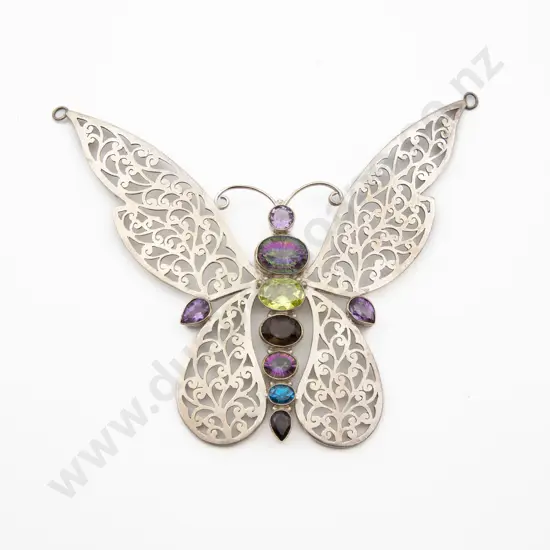 Oversize S/S and Gem Butterfly Pendant