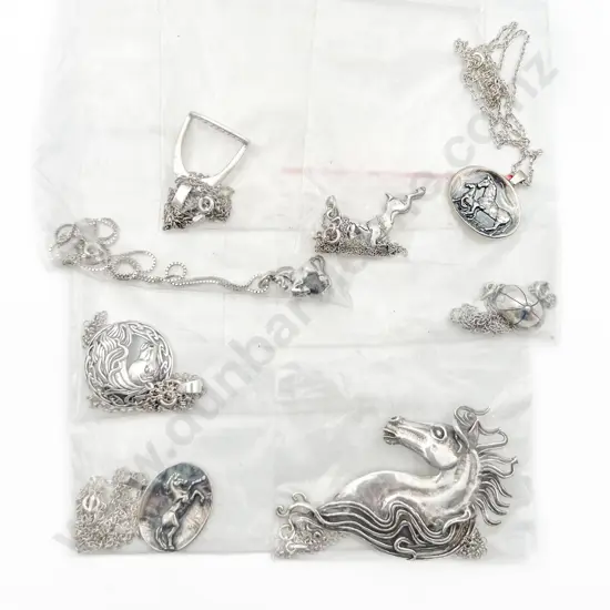 Eight S/S Horse Theme Pendants on Chain