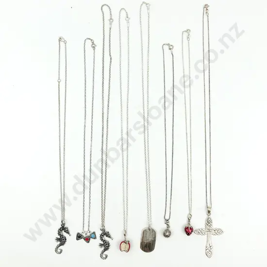 Eight Assorted S/S Charms on Chain