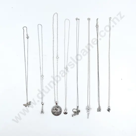 Eight Assorted S/S Charms on Chain
