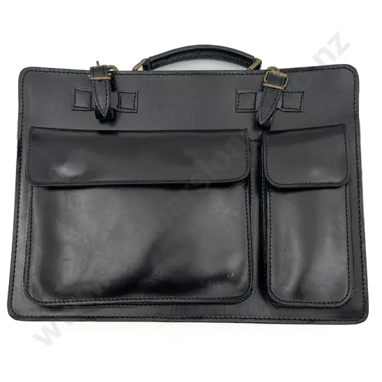 Made in Italy Black Leather Brief Case