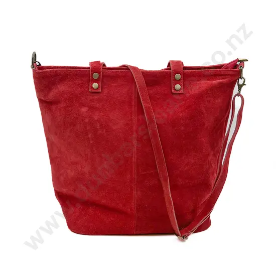 Made in Italy Red Suede Tote Bag