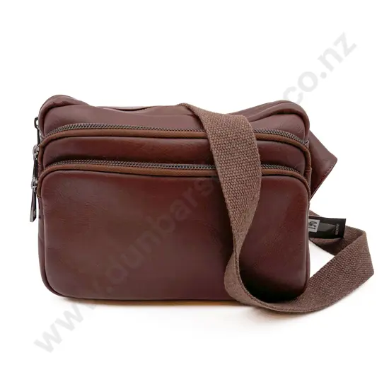 Made in Italy Leather Cross-Body Bag with webbing strap