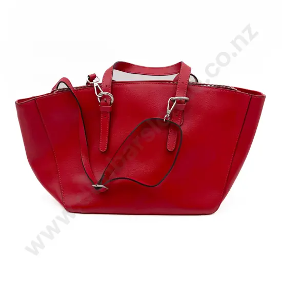 Made in Italy Red Leather Shopper Tote Bag