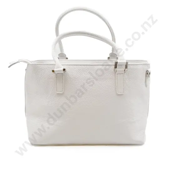 Made in Italy White Leather Shopper Tote Bag
