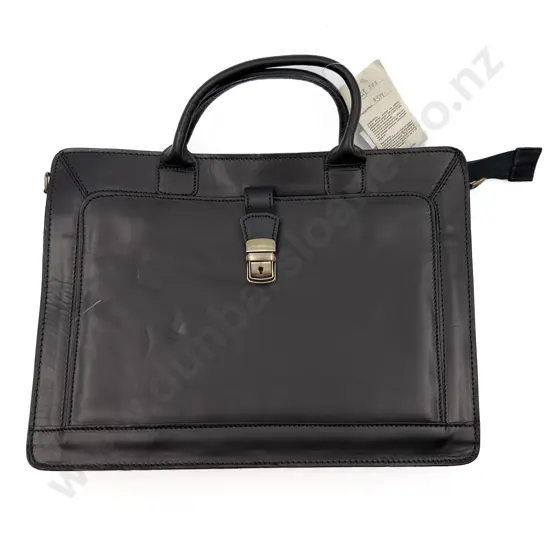 Made in Italy Black Leather Computer Bag