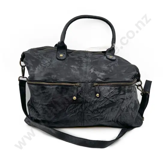 Made in Italy 'Wet-Look' Black Leather Tote Bag