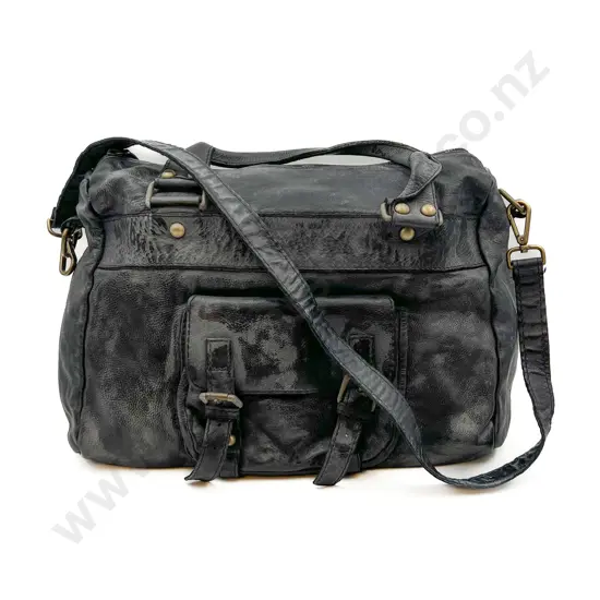 Made in Italy 'Wet-Look' Black Leather Satchel