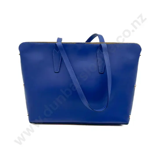 Made in Italy Blue Leather Shopper