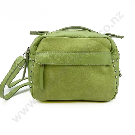 Made in Italy Green Leather and Suede Shoulder Bag
