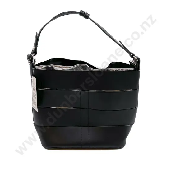 Made in Italy Black and Silver Leather Shopper