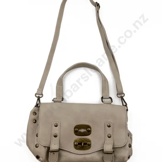 Made in Italy Taupe Leather Small Satchel Shoulder Bag
