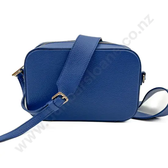 Made in Italy Blue Leather Across Body Strap Bag