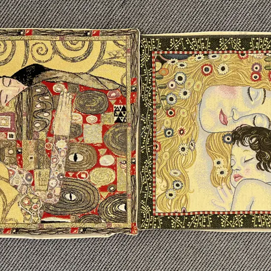 Two Art Theme Brocade Cushion Covers