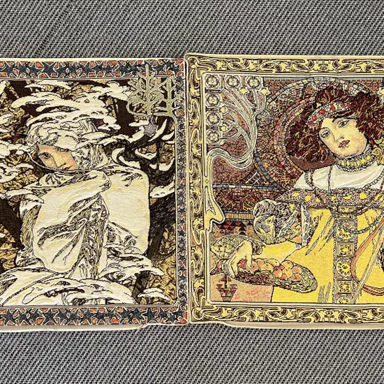 Two Art Theme Brocade Cushion Covers