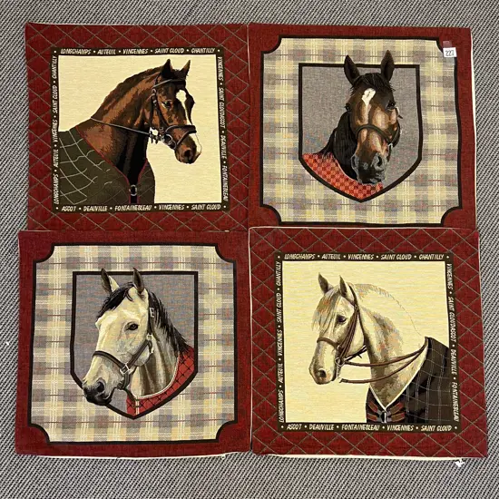 Four Tapestry Brocade Horse Cushion Covers