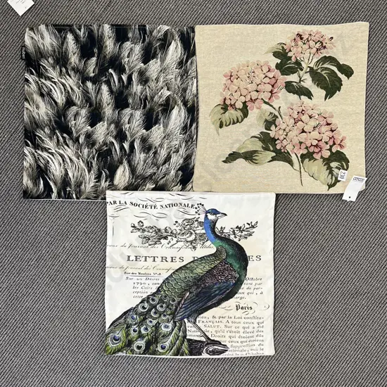 Mixed Three Tapestry Brocade and Cotton Print Cushion Covers