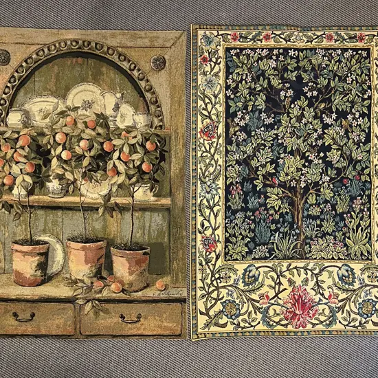 Two Made in Flanders Cotton Tapestry Wall Hangings