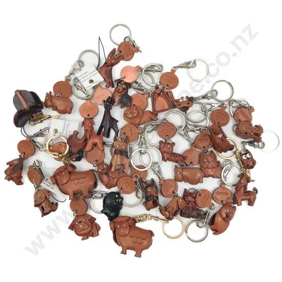 Qty Made in Japan Leather Novelty Animal Key Ring Holders