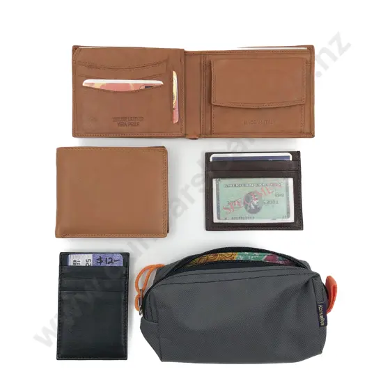Two Leather Wallets Two Card Holders and Purse