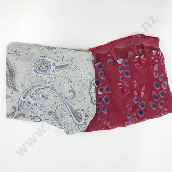 Silk Velvet 'Pussy Willows' Red Scarf