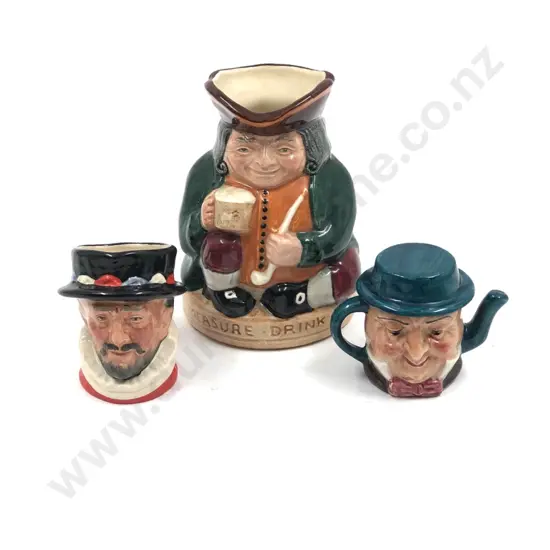 RD "Honest Measure" Toby Jug Together With Small RD Beefeater Character Jug and Tiny Character Teapot