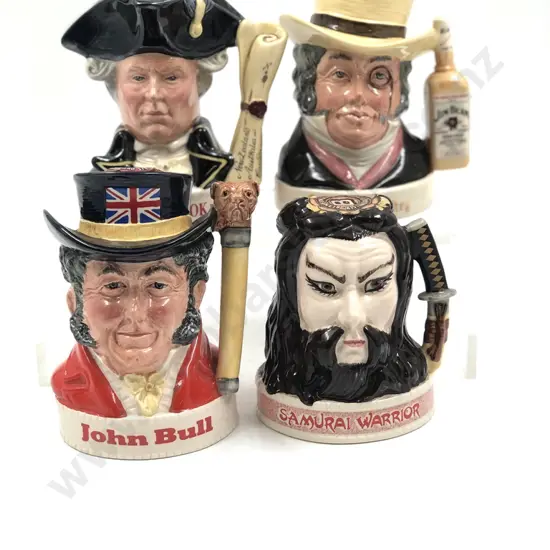 Four Assorted RD Jim Beam Whiskey Character Jugs