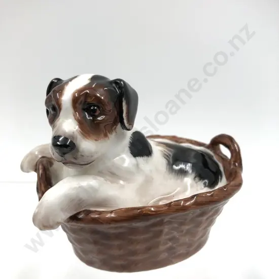 RD Dog in Basket Figurine