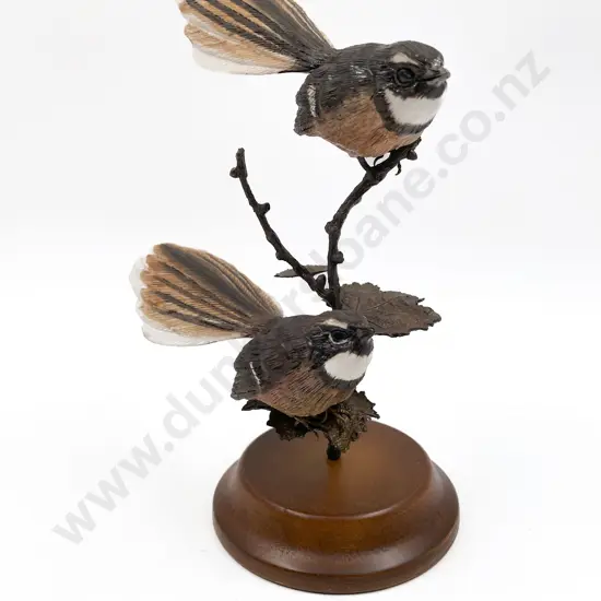 NZ Hereford Bone China Model of Two Fantails