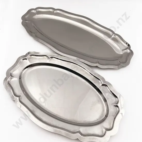 Two Graduated Stainless Steel Ashet Trays