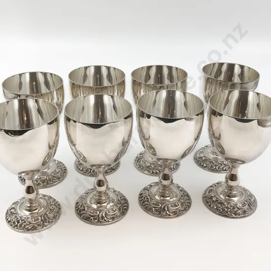 Eight S/P Goblets with Decorative Bases