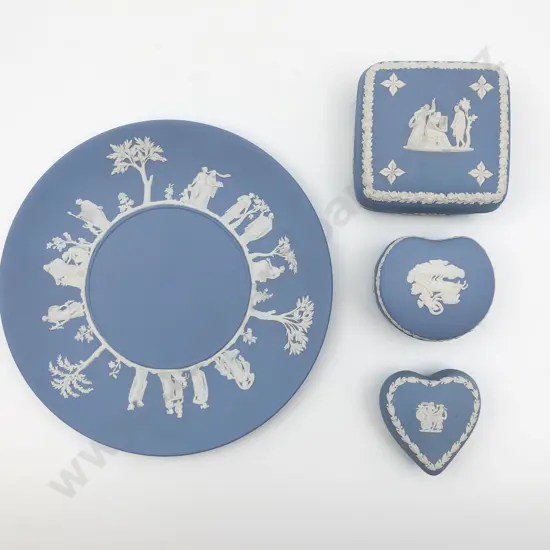 Three Wedgwood Trinket Boxes on Wedgwood Plate