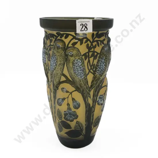 Reproduction Galle Budgerigar Decorated Vase