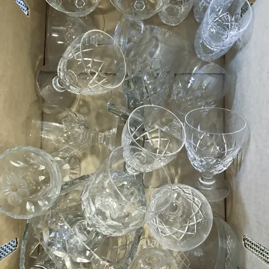 Box Quantity of Assorted Crystal and Glass