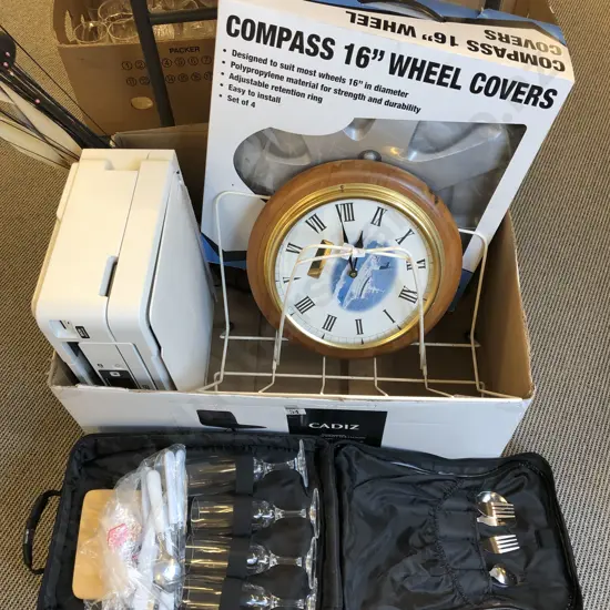 Box of Assorted Including Magazine Rack