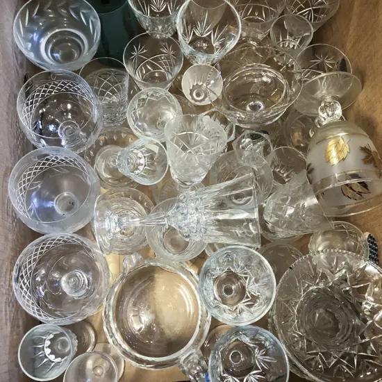 Box of Assorted Crystal and Glassware