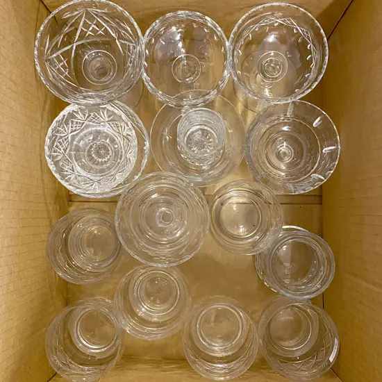 Small Box of Assorted Crystal and Glassware