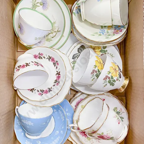Box of Assorted Fancy Tea China Including Royal Albert